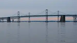 The Chesapeake Bay Bridge at dusk