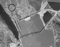 Aerial view, with Eagle Point Bridge (1940)
