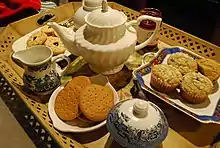 Image 71Tea, biscuits, jam and cakes. Tea is the most popular beverage in the UK. (from Culture of the United Kingdom)