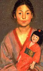 Japanese Girl with Doll (c.1898-1901) by Mary Foote