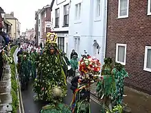 Image 17Jack In the Green, a traditional English folk custom being celebrated in Hastings Old Town, known for its many historic buildings. (from Culture of the United Kingdom)