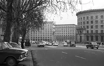 Dom Sindikata in Belgrade by Branko Petričić in 1947,  in the socialist realist style