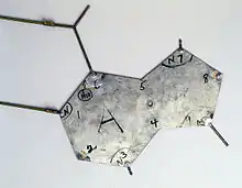 Image 37Watson and Crick used many aluminium templates like this one, which is the single base Adenine (A), to build a physical model of DNA in 1953. (from History of science)